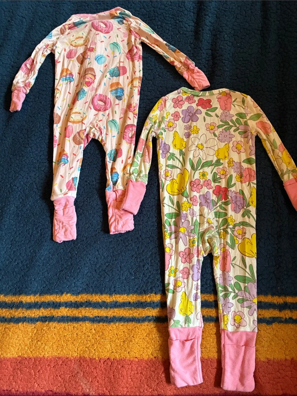 PatPat Pink Floral & Cupcake Footed Pajama bundle